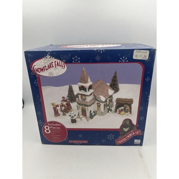 Snowflake Falls Christmas Village 8 Piece Lighted Toy Castle Set. - Picture 1 of 12